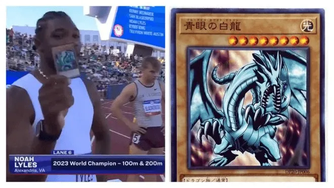 一生一世!著名短跑运动员莱尔斯在赛前亮出了游戏王卡 随后成功晋级