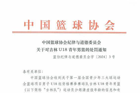 虚报年龄+消极比赛 吉林与浙江18男篮遭处罚